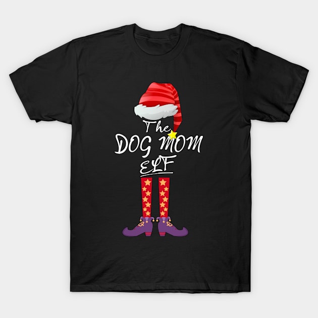 Dog Mom Elf Matching Family Group Christmas Party Pajama T-Shirt by Marcekdesign